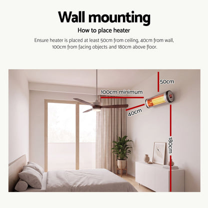 Alona.com.au Appliances > Heaters > Patio Heaters Devanti 2PCS Electric Radiant Strip Heater Outdoor Indoor Patio Infrared Heaters 2000W