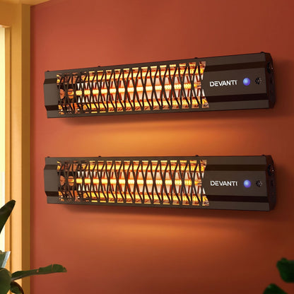 Alona.com.au Appliances > Heaters > Patio Heaters Devanti 2PCS Electric Strip Heater Radiant Infrared Heaters 2000W