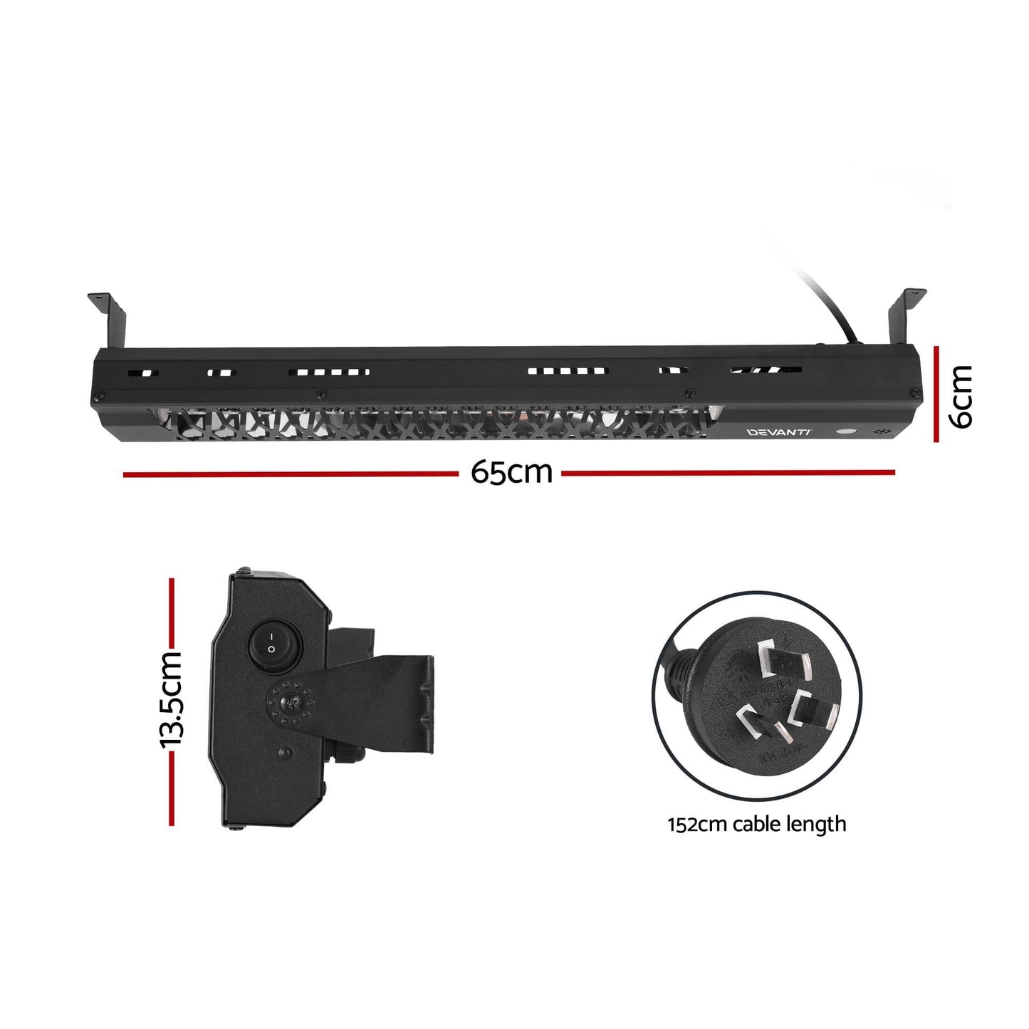 Alona.com.au Appliances > Heaters > Patio Heaters Devanti 2PCS Electric Strip Heater Radiant Infrared Heaters 2000W