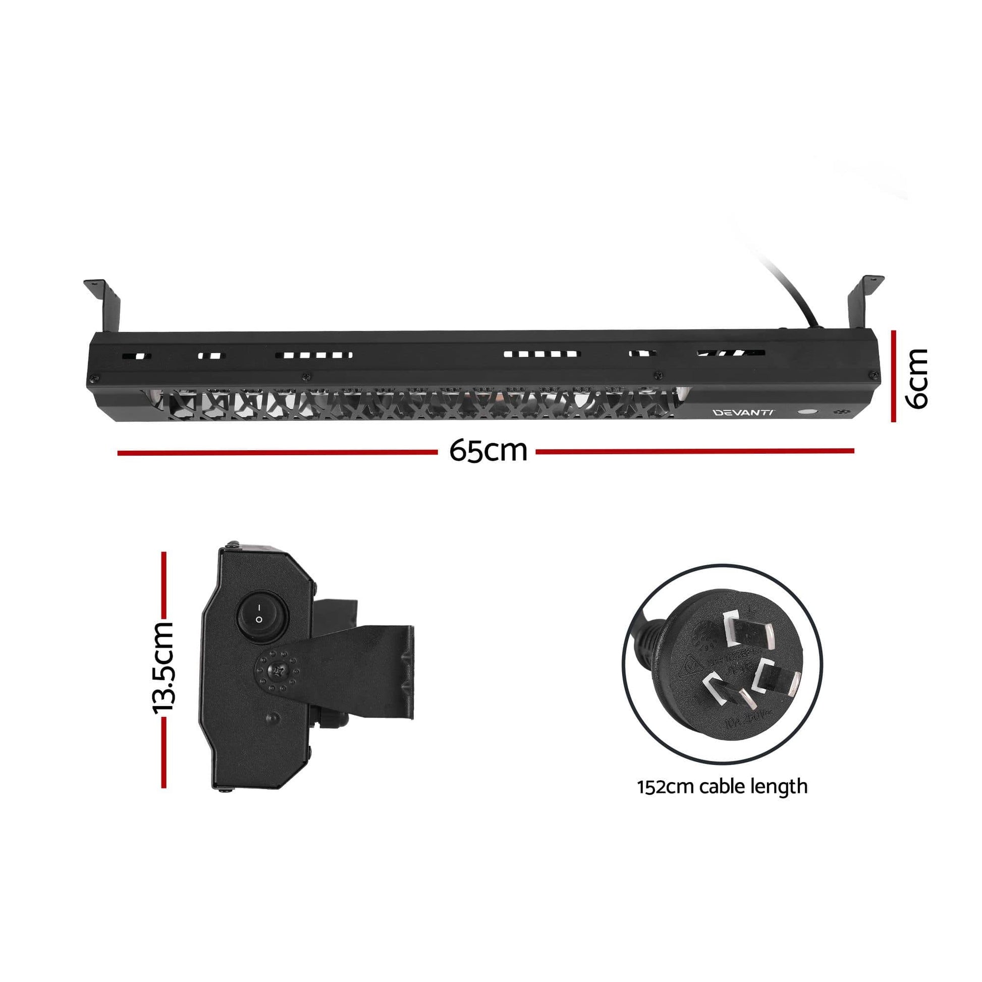 Alona.com.au Appliances > Heaters > Patio Heaters Devanti 2PCS Electric Strip Heater Radiant Infrared Heaters 2000W