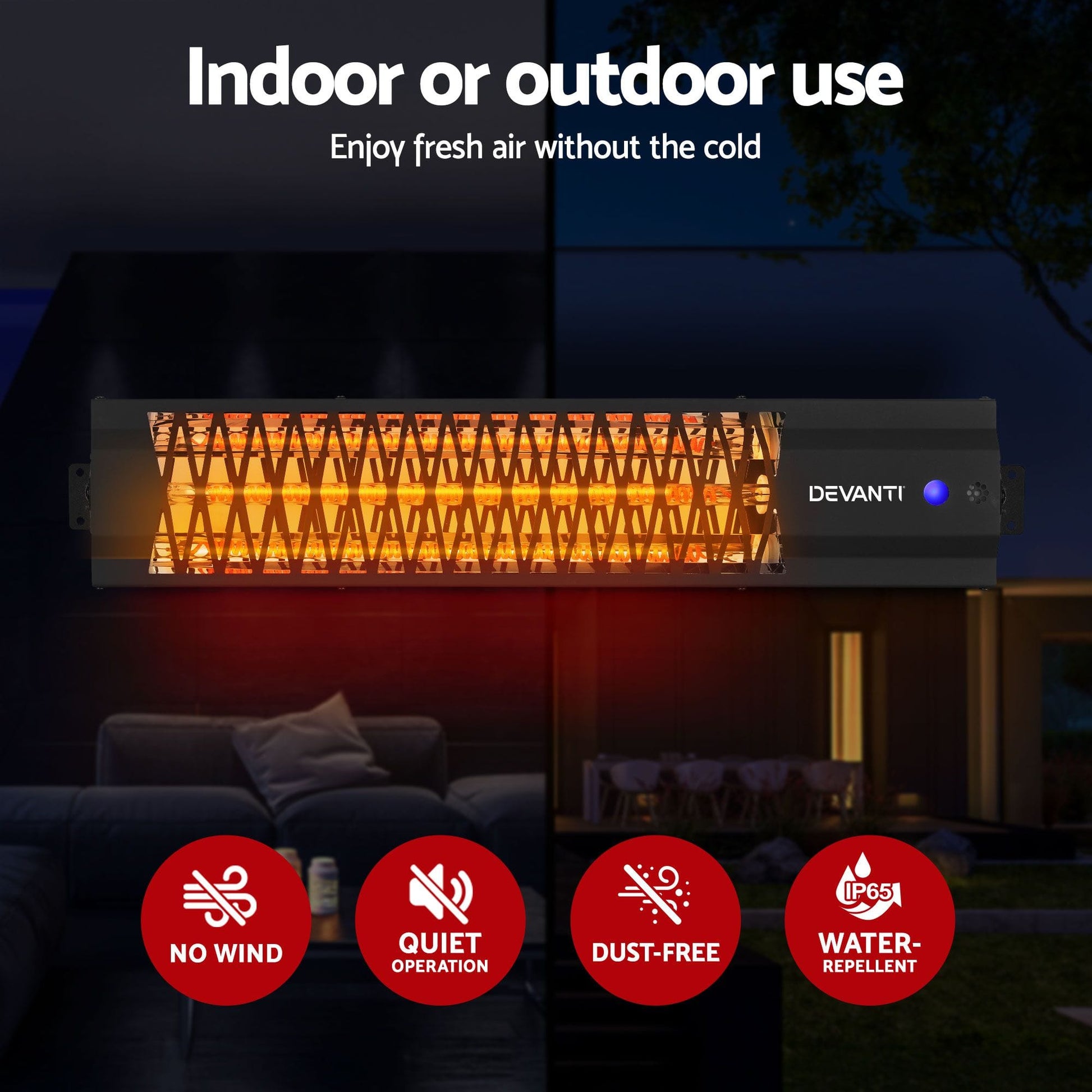 Alona.com.au Appliances > Heaters > Patio Heaters Devanti 2PCS Electric Strip Heater Radiant Infrared Heaters 2000W
