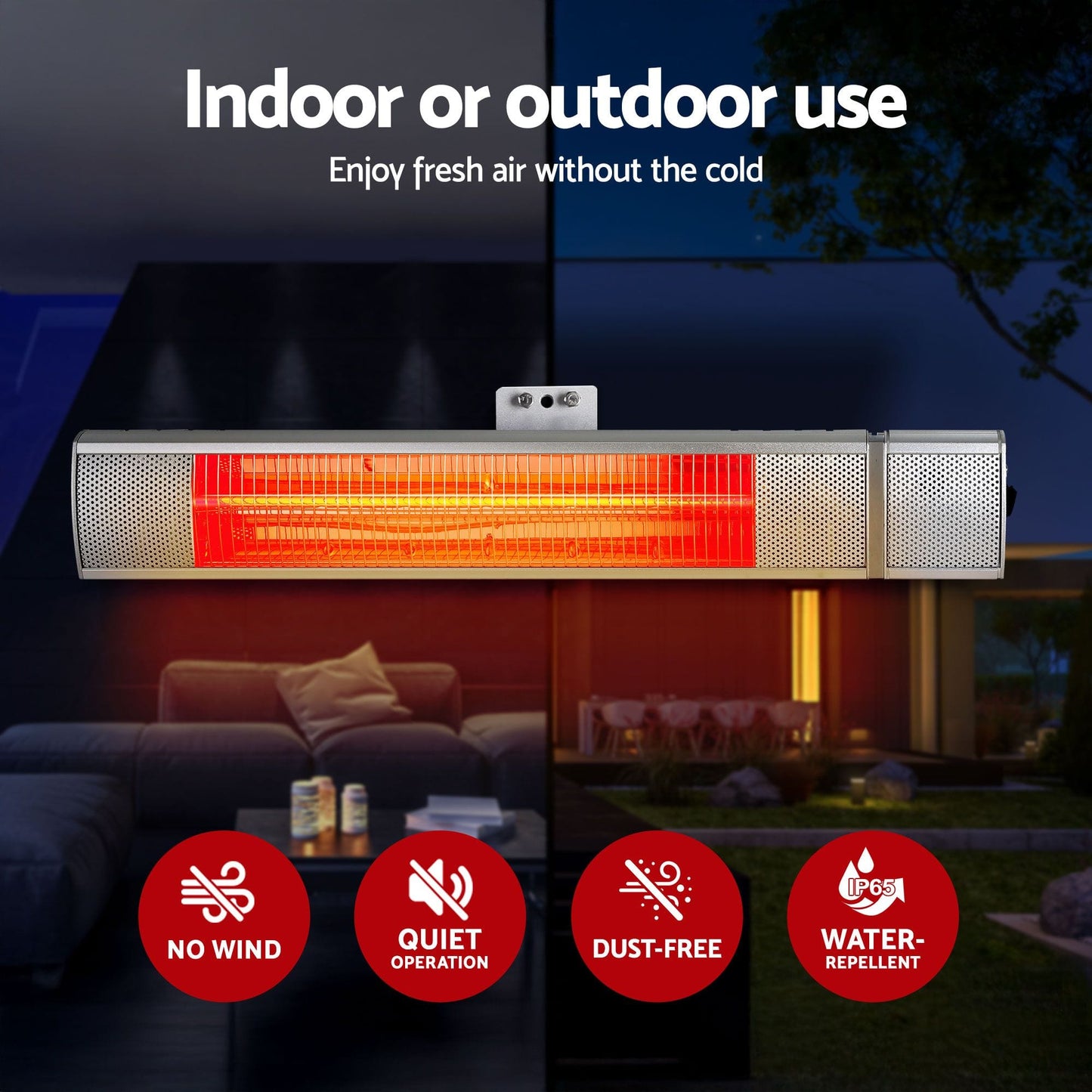 Alona.com.au Appliances > Heaters > Patio Heaters Devanti 2PCS Electric Strip Heater Radiant Infrared Heaters Remote Control 2000W