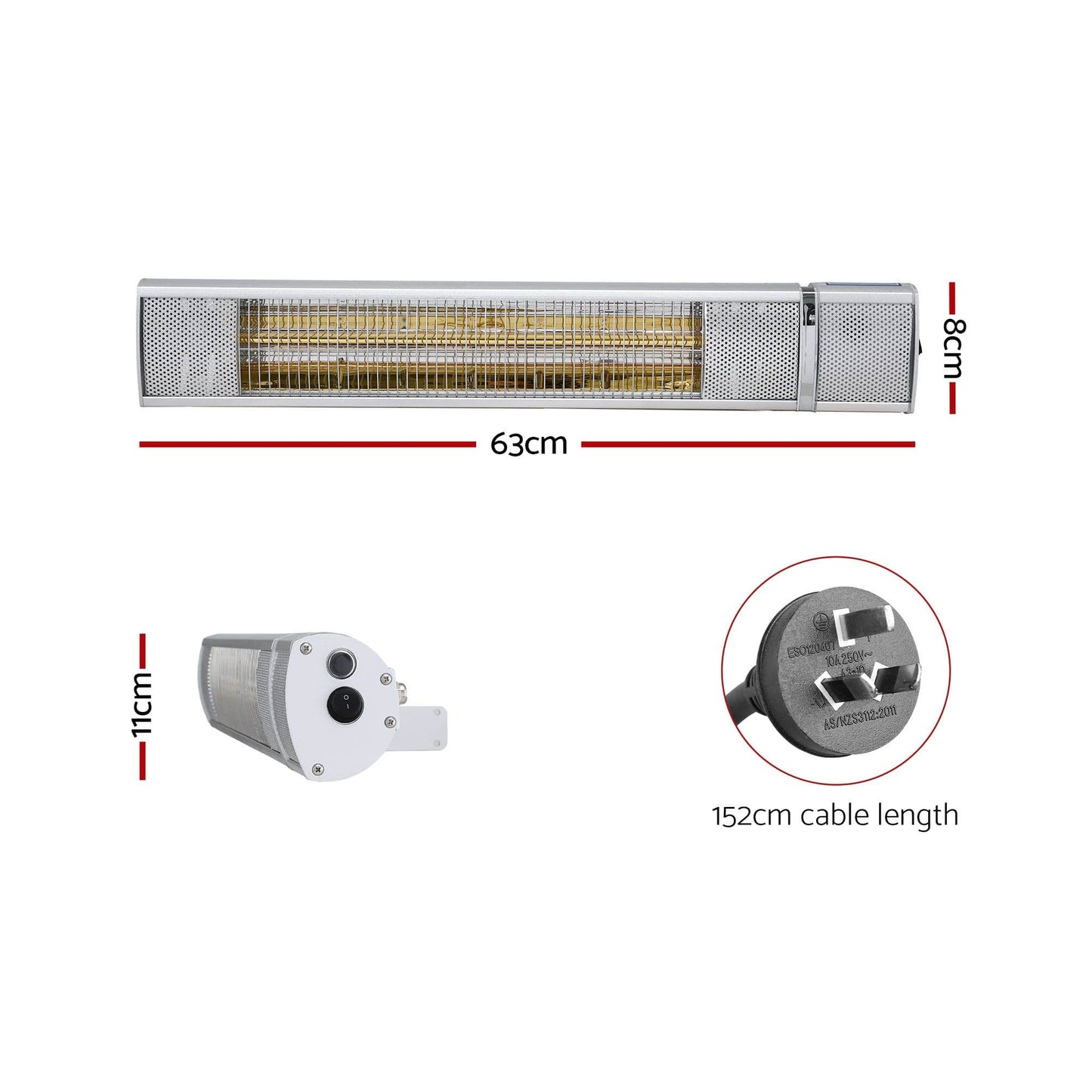 Alona.com.au Appliances > Heaters > Patio Heaters Devanti 2PCS Electric Strip Heater Radiant Infrared Heaters Remote Control 2000W