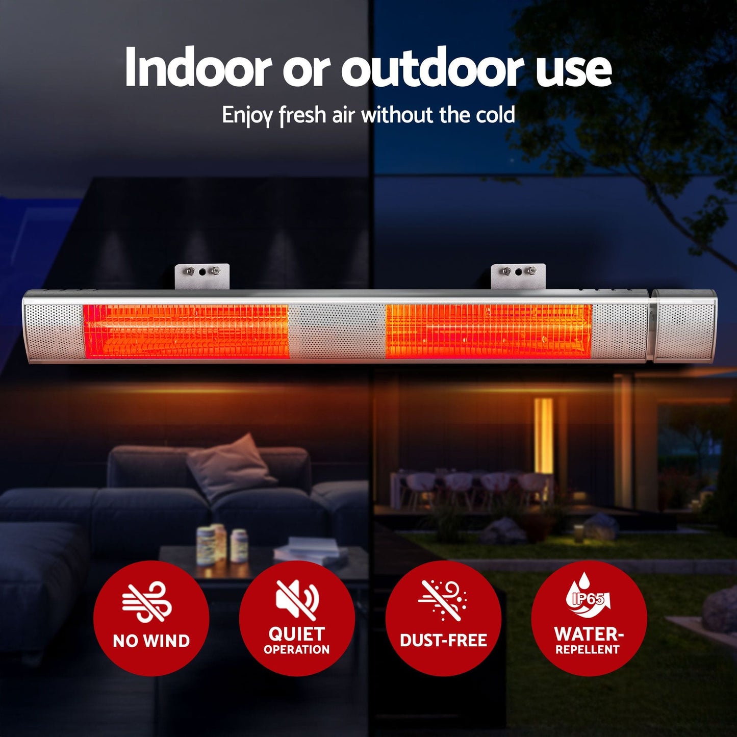 Alona.com.au Appliances > Heaters > Patio Heaters Devanti 2PCS Electric Strip Heater Radiant Infrared Heaters Remote Control 3000W