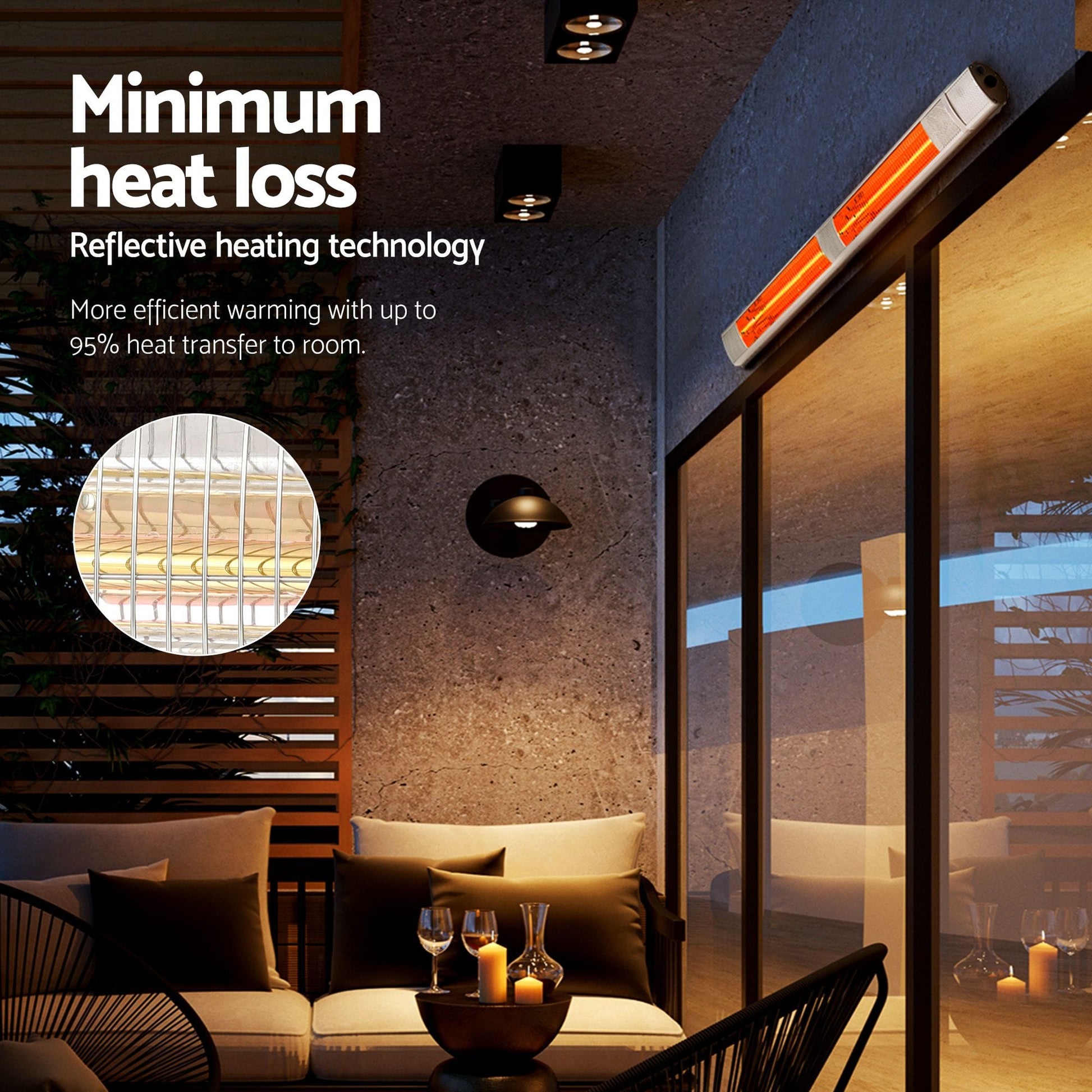 Alona.com.au Appliances > Heaters > Patio Heaters Devanti 2PCS Electric Strip Heater Radiant Infrared Heaters Remote Control 3000W