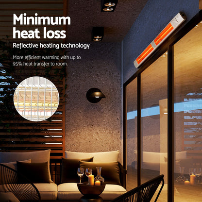 Alona.com.au Appliances > Heaters > Patio Heaters Devanti 2PCS Electric Strip Heater Radiant Infrared Heaters Remote Control 3000W