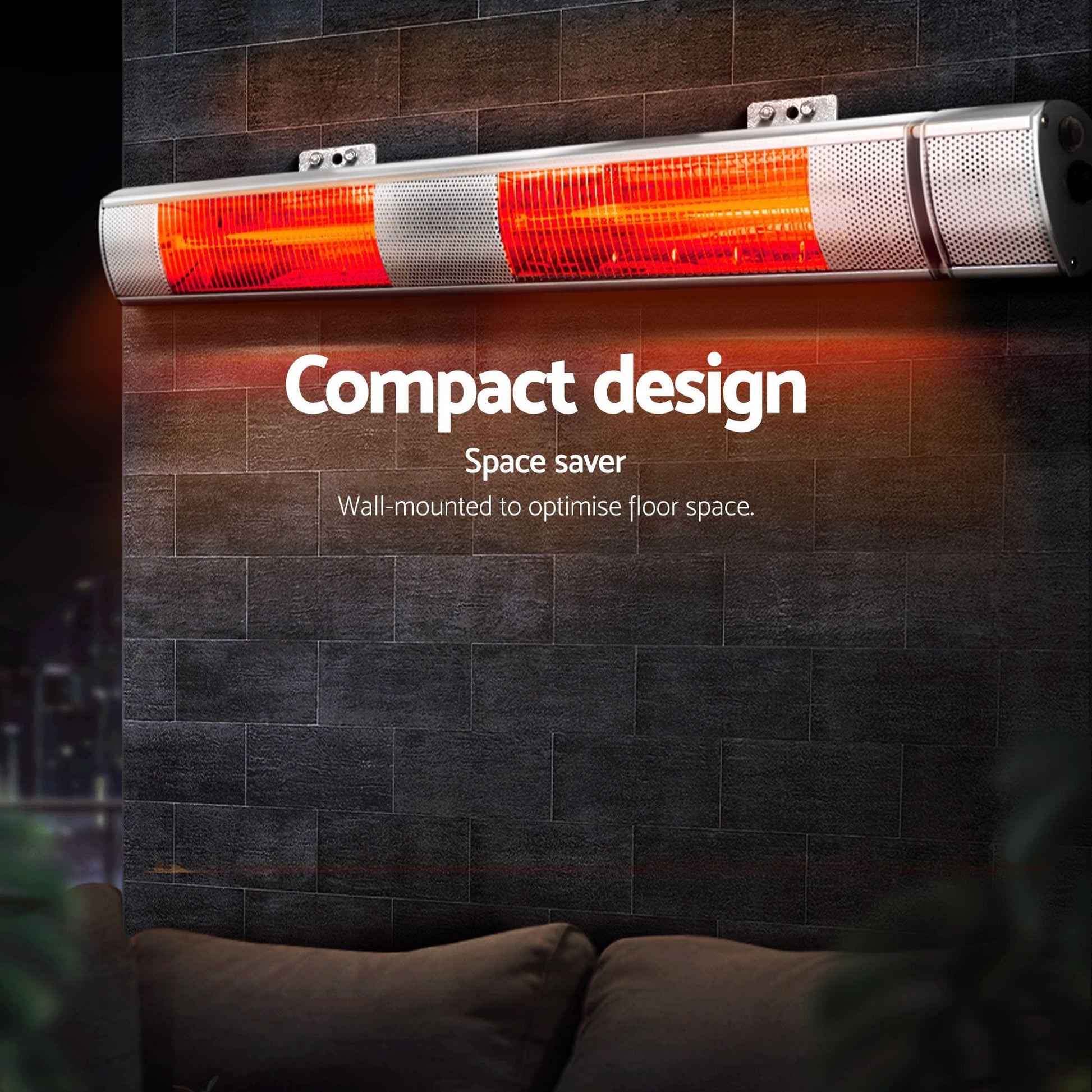 Alona.com.au Appliances > Heaters > Patio Heaters Devanti 2PCS Electric Strip Heater Radiant Infrared Heaters Remote Control 3000W