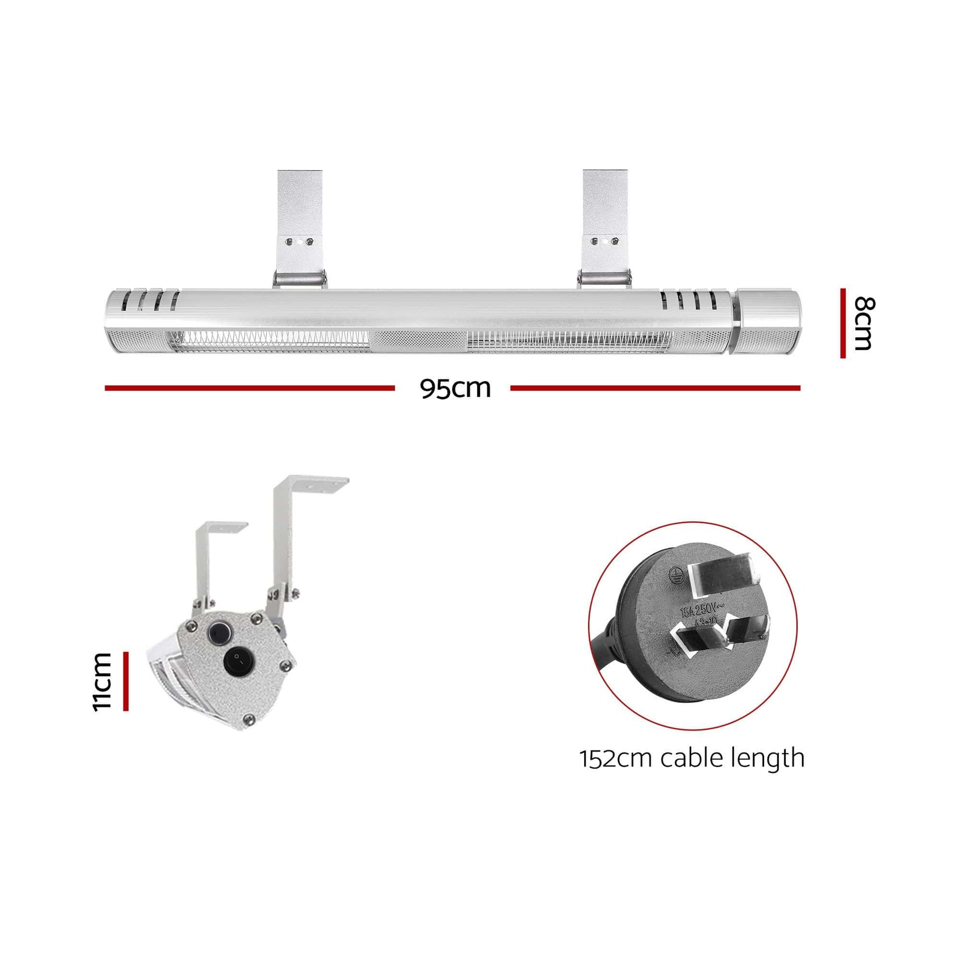 Alona.com.au Appliances > Heaters > Patio Heaters Devanti 2PCS Electric Strip Heater Radiant Infrared Heaters Remote Control 3000W