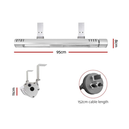 Alona.com.au Appliances > Heaters > Patio Heaters Devanti 2PCS Electric Strip Heater Radiant Infrared Heaters Remote Control 3000W