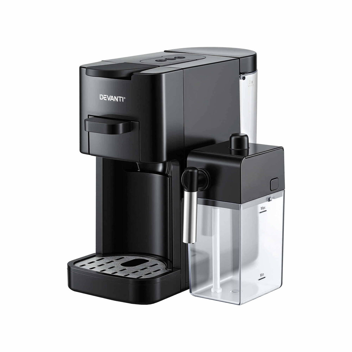 Alona.com.au Appliances > Kitchen Appliances > Coffee Machines & Accessories Devanti Capsule Coffee Pod Machine with Milk Frother, Black