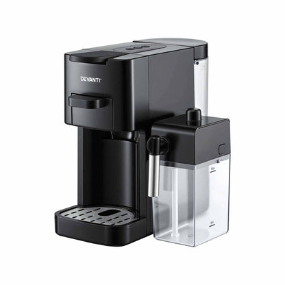 Alona.com.au Appliances > Kitchen Appliances > Coffee Machines & Accessories Devanti Capsule Coffee Pod Machine with Milk Frother, Black