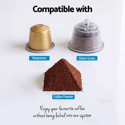 Alona.com.au Appliances > Kitchen Appliances > Coffee Machines & Accessories Devanti Capsule Coffee Pod Machine with Milk Frother, Black