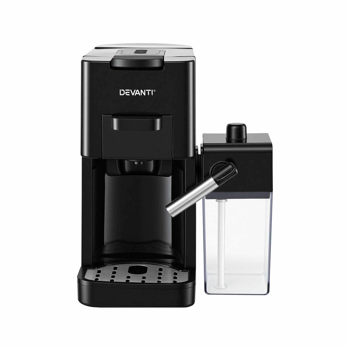 Alona.com.au Appliances > Kitchen Appliances > Coffee Machines & Accessories Devanti Capsule Coffee Pod Machine with Milk Frother, Black