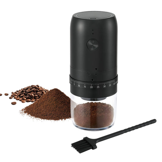 Alona.com.au Appliances > Kitchen Appliances > Coffee Machines & Accessories Devanti Electric Coffee Grinder USB-C Rechargeable Portable Coffee Bean Grinder with 40 Precise Grind Settings | Automatic Spice Nut Pepper Grinder Mill with Cleaning Brush & Ground Coffee Container for Home Office Camping Travel, Black