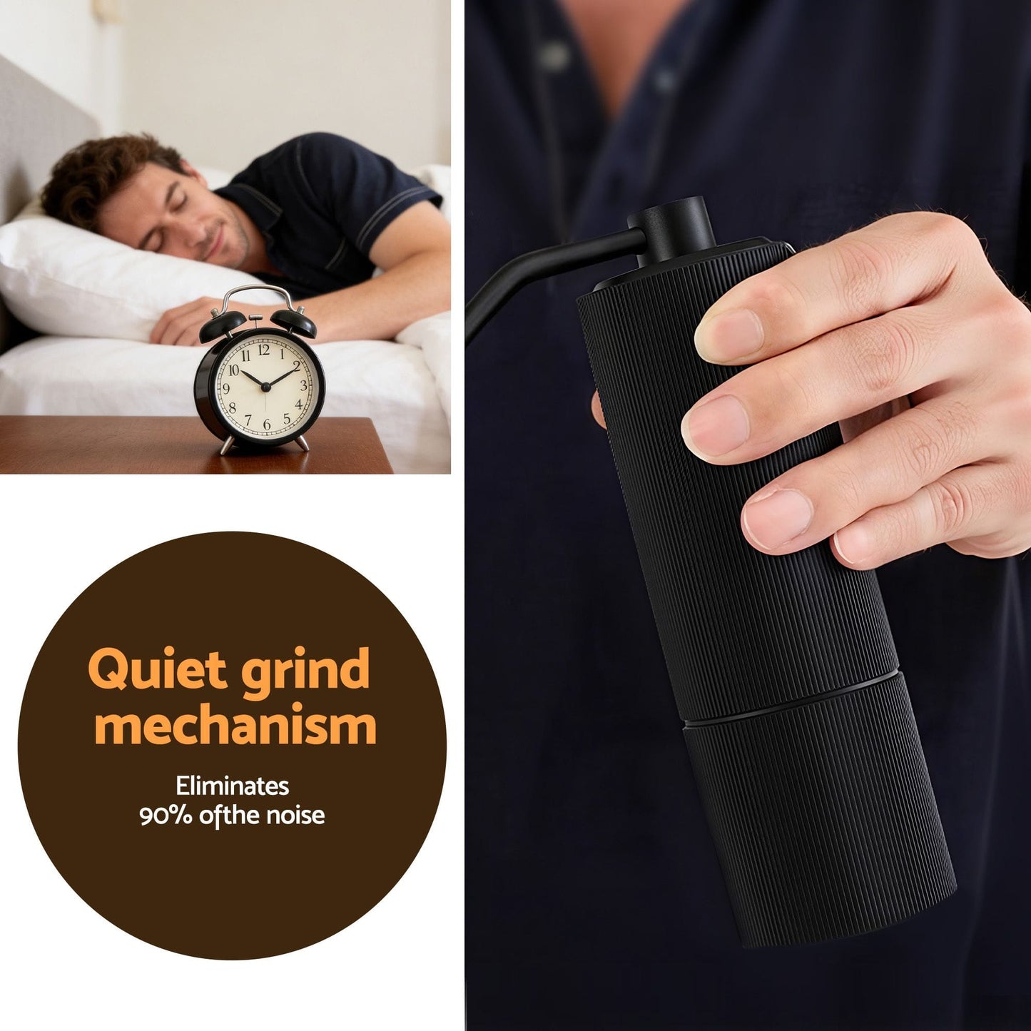 Alona.com.au Appliances > Kitchen Appliances > Coffee Machines & Accessories Devanti Manual Coffee Grinder with 24 Adjustable Settings | Hand Coffee Bean Burr Mill for Espresso French Press | Portable Stainless Steel Quiet Grinder with Storage Bag for Travel Camping, Black