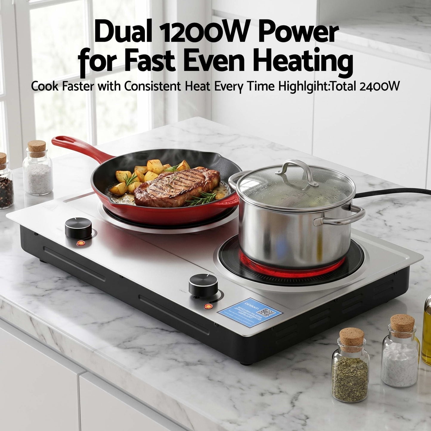 Alona.com.au Appliances > Kitchen Appliances > Cooktops & Stoves Devanti 2 Hobs Ceramic Cooktop Electric Hot Plate Infrared Knob Control 2400W