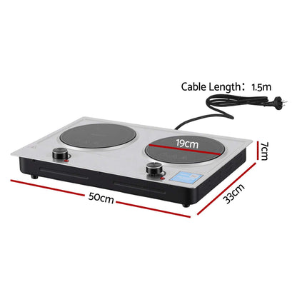 Alona.com.au Appliances > Kitchen Appliances > Cooktops & Stoves Devanti 2 Hobs Ceramic Cooktop Electric Hot Plate Infrared Knob Control 2400W