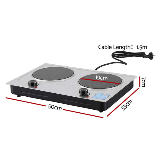 Alona.com.au Appliances > Kitchen Appliances > Cooktops & Stoves Devanti 2 Hobs Ceramic Cooktop Electric Hot Plate Infrared Knob Control 2400W