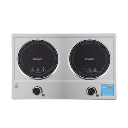 Alona.com.au Appliances > Kitchen Appliances > Cooktops & Stoves Devanti 2 Hobs Ceramic Cooktop Electric Hot Plate Infrared Knob Control 2400W