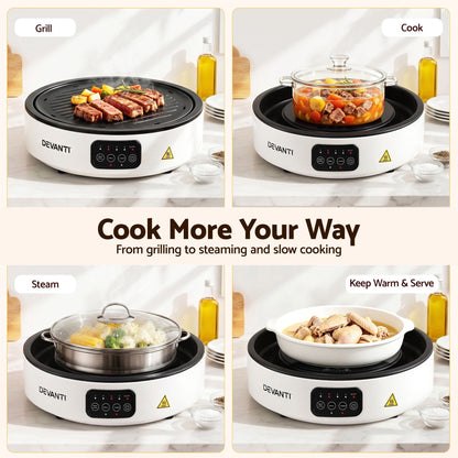 Alona.com.au Appliances > Kitchen Appliances > Cooktops & Stoves Devanti Ceramic Cooktop Electric Hot Plate Countertop Grill Cooker White