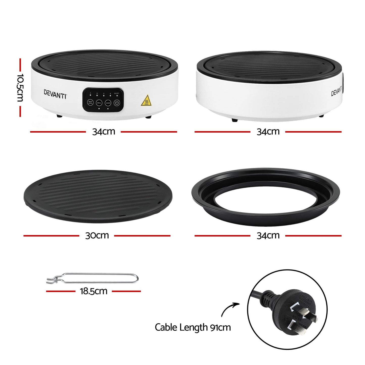 Alona.com.au Appliances > Kitchen Appliances > Cooktops & Stoves Devanti Ceramic Cooktop Electric Hot Plate Countertop Grill Cooker White