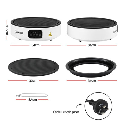Alona.com.au Appliances > Kitchen Appliances > Cooktops & Stoves Devanti Ceramic Cooktop Electric Hot Plate Countertop Grill Cooker White