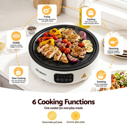 Alona.com.au Appliances > Kitchen Appliances > Cooktops & Stoves Devanti Ceramic Cooktop Electric Hot Plate Countertop Grill Cooker White