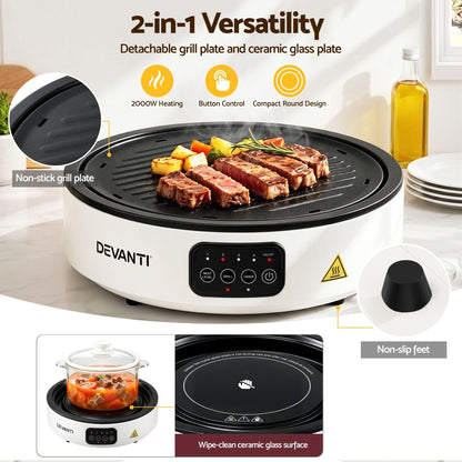Alona.com.au Appliances > Kitchen Appliances > Cooktops & Stoves Devanti Ceramic Cooktop Electric Hot Plate Countertop Grill Cooker White