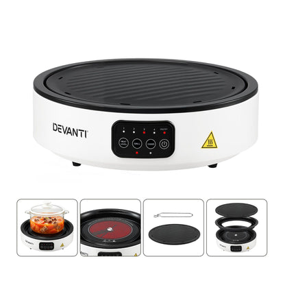 Alona.com.au Appliances > Kitchen Appliances > Cooktops & Stoves Devanti Ceramic Cooktop Electric Hot Plate Countertop Grill Cooker White