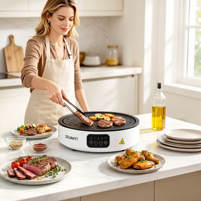 Alona.com.au Appliances > Kitchen Appliances > Cooktops & Stoves Devanti Ceramic Cooktop Electric Hot Plate Countertop Grill Cooker White