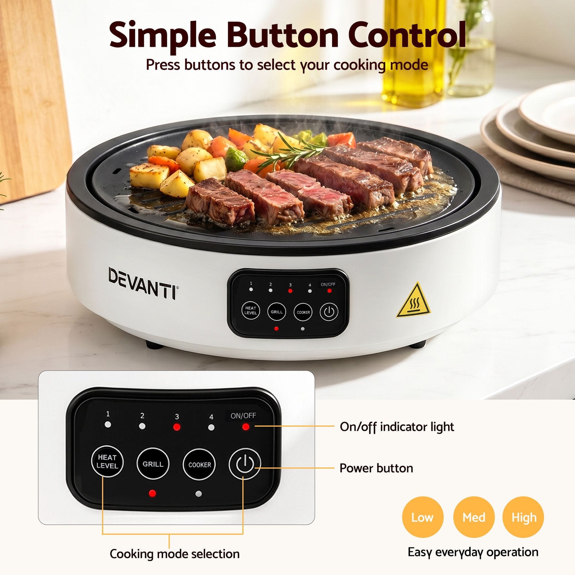 Alona.com.au Appliances > Kitchen Appliances > Cooktops & Stoves Devanti Ceramic Cooktop Electric Hot Plate Countertop Grill Cooker White