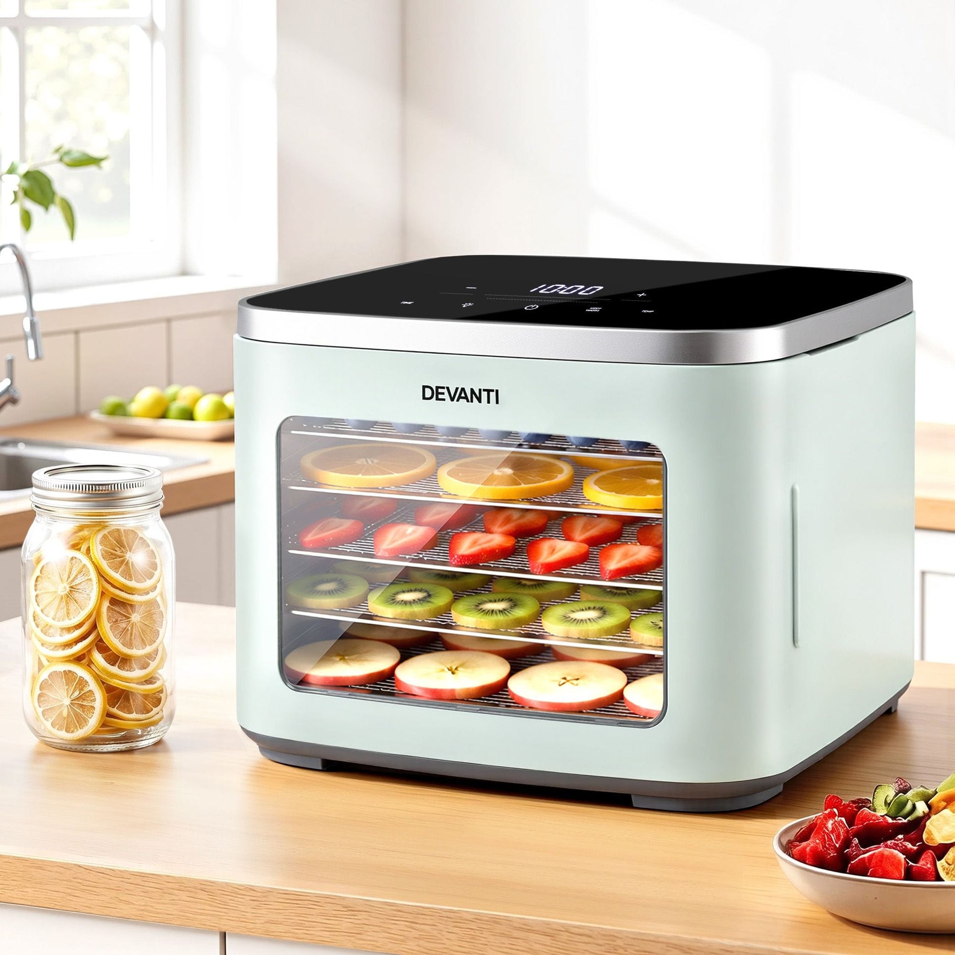 Alona.com.au Appliances > Kitchen Appliances > Food Dehydrators Devanti Food Dehydrator Machine 5 Tray Mini Fruit Dryer Maker Green