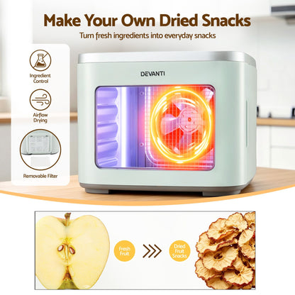 Alona.com.au Appliances > Kitchen Appliances > Food Dehydrators Devanti Food Dehydrator Machine 5 Tray Mini Fruit Dryer Maker Green