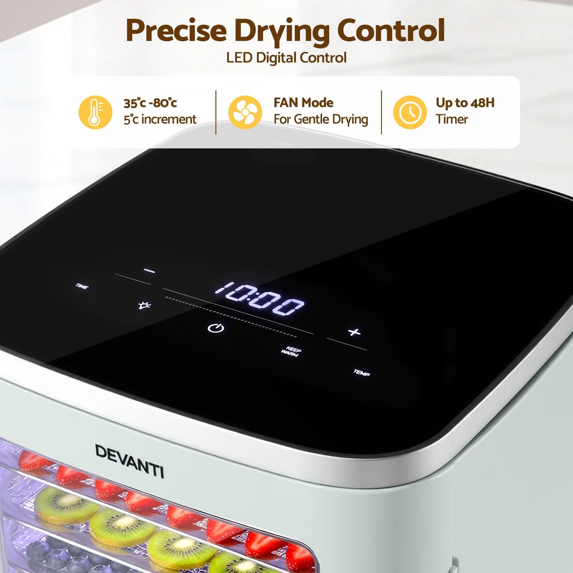 Alona.com.au Appliances > Kitchen Appliances > Food Dehydrators Devanti Food Dehydrator Machine 5 Tray Mini Fruit Dryer Maker Green