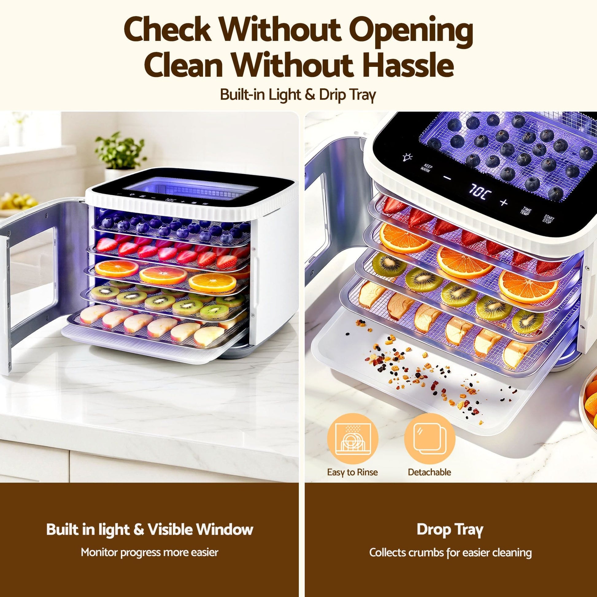 Alona.com.au Appliances > Kitchen Appliances > Food Dehydrators Devanti Food Dehydrator Machine 5 Tray Mini Fruit Dryer Maker White
