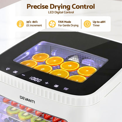 Alona.com.au Appliances > Kitchen Appliances > Food Dehydrators Devanti Food Dehydrator Machine 5 Tray Mini Fruit Dryer Maker White