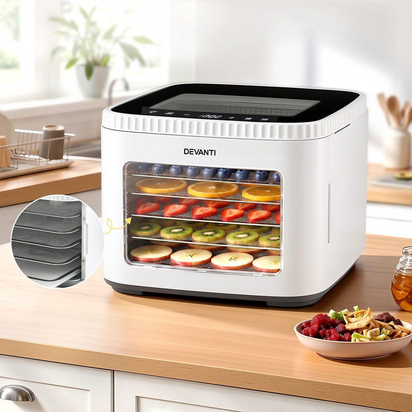 Alona.com.au Appliances > Kitchen Appliances > Food Dehydrators Devanti Food Dehydrator Machine 5 Tray Mini Fruit Dryer Maker White