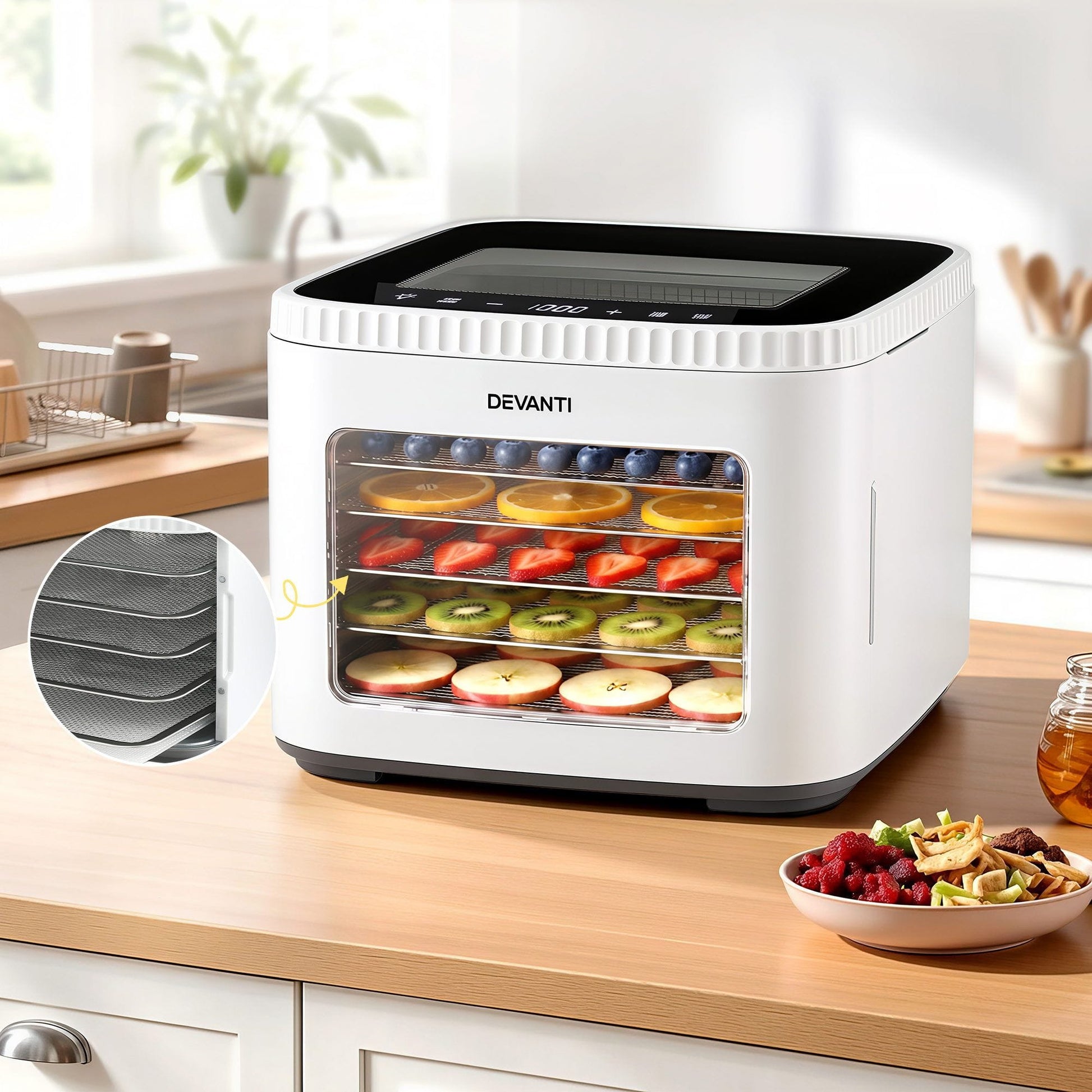 Alona.com.au Appliances > Kitchen Appliances > Food Dehydrators Devanti Food Dehydrator Machine 5 Tray Mini Fruit Dryer Maker White