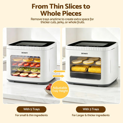 Alona.com.au Appliances > Kitchen Appliances > Food Dehydrators Devanti Food Dehydrator Machine 5 Tray Mini Fruit Dryer Maker White