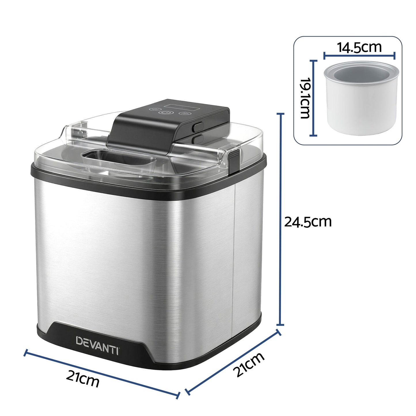 Alona.com.au Appliances > Kitchen Appliances > Ice Makers Devanti Ice Cream Maker Machine 2L Homemade Gelato Sorbet Frozen Drinks Sliver