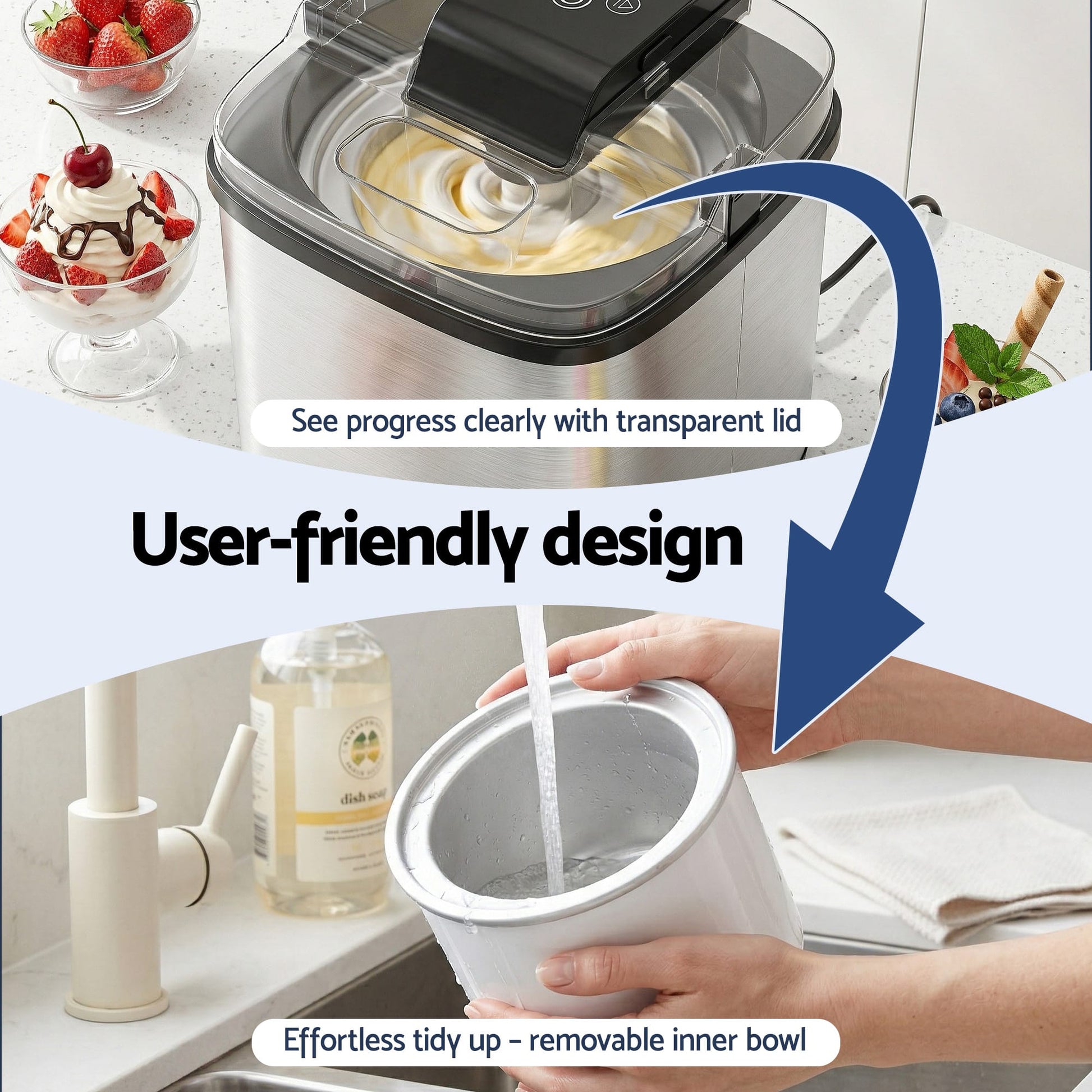 Alona.com.au Appliances > Kitchen Appliances > Ice Makers Devanti Ice Cream Maker Machine 2L Homemade Gelato Sorbet Frozen Drinks Sliver