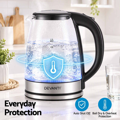 Alona.com.au Appliances > Kitchen Appliances > Kettles Devanti 1.7L Glass Electric Kettle