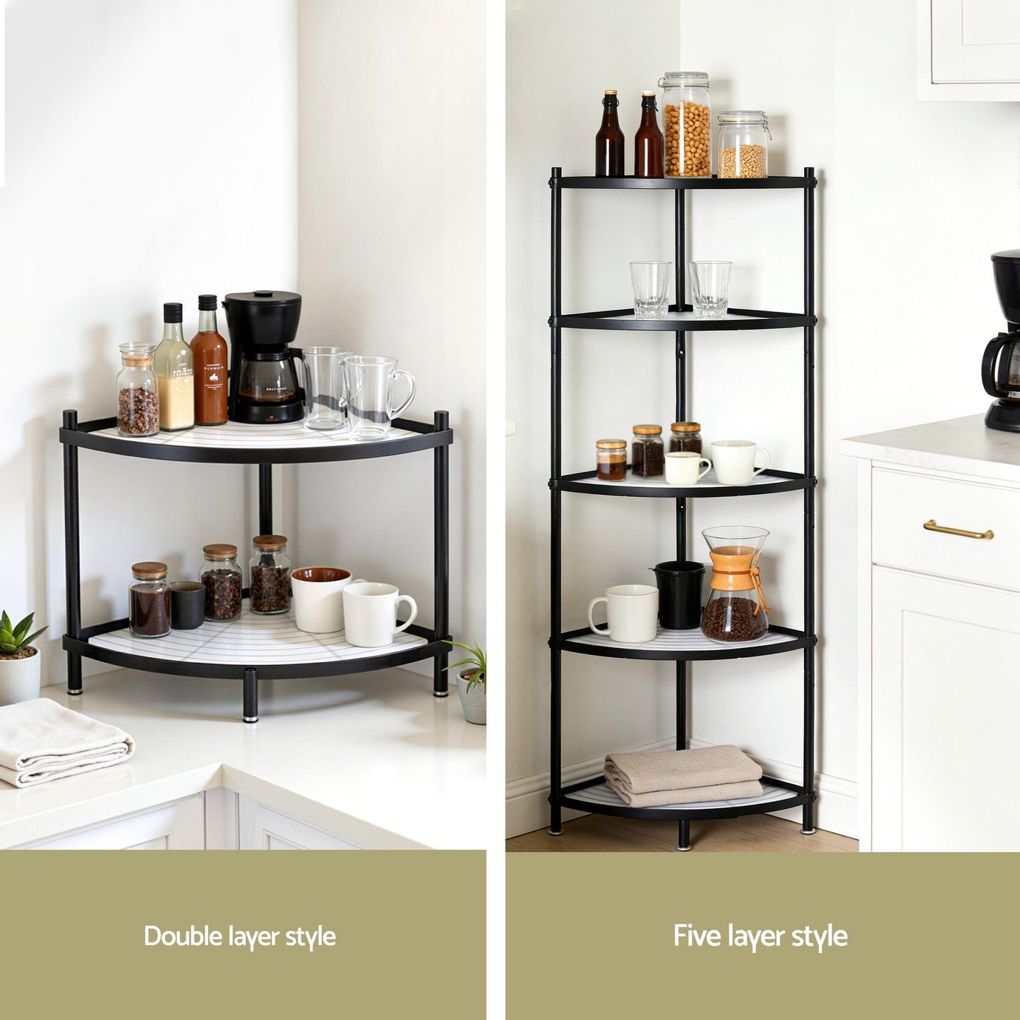 Alona.com.au Appliances > Kitchen Appliances > Kitchen Appliance Accessories Artiss 5-Tier Kitchen Corner Shelf Rack Stand Microwave Metal Storage Shelves