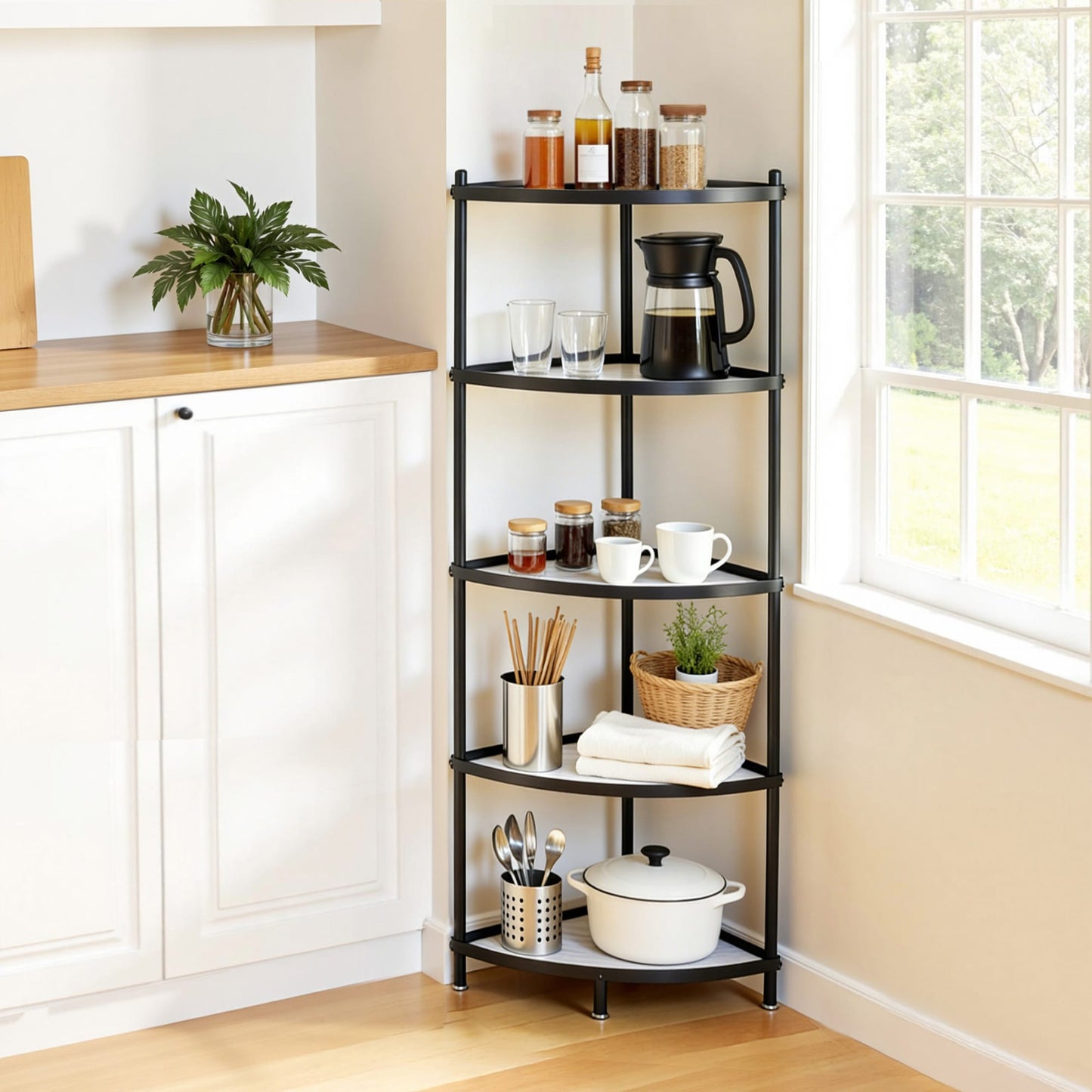 Alona.com.au Appliances > Kitchen Appliances > Kitchen Appliance Accessories Artiss 5-Tier Kitchen Corner Shelf Rack Stand Microwave Metal Storage Shelves