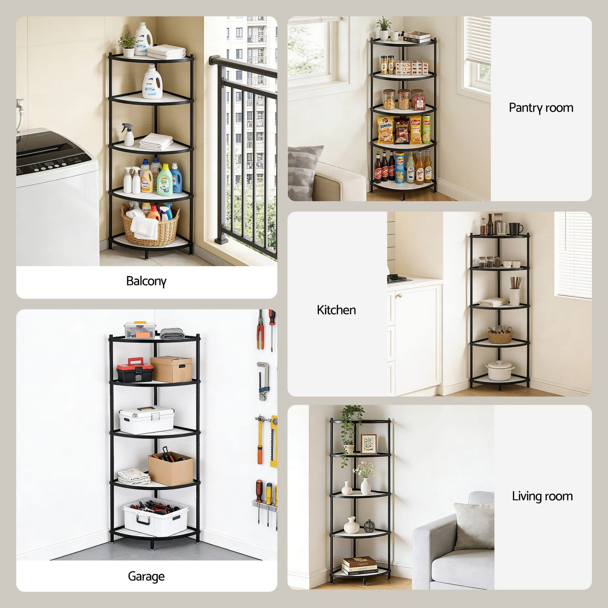 Alona.com.au Appliances > Kitchen Appliances > Kitchen Appliance Accessories Artiss 5-Tier Kitchen Corner Shelf Rack Stand Microwave Metal Storage Shelves