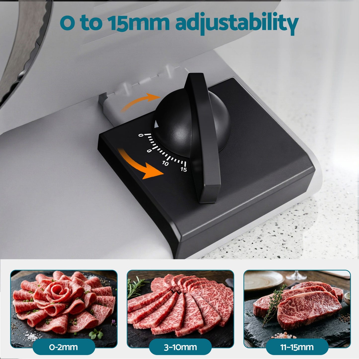 Alona.com.au Appliances > Kitchen Appliances > Kitchen Appliance Accessories Devanti Meat Slicer Bread Vegetable, 200W Power 0-15mm Adjustable Easy Clean Stable Stainless Steel Blade Food Slicer for Kitchen Commercial, Silver