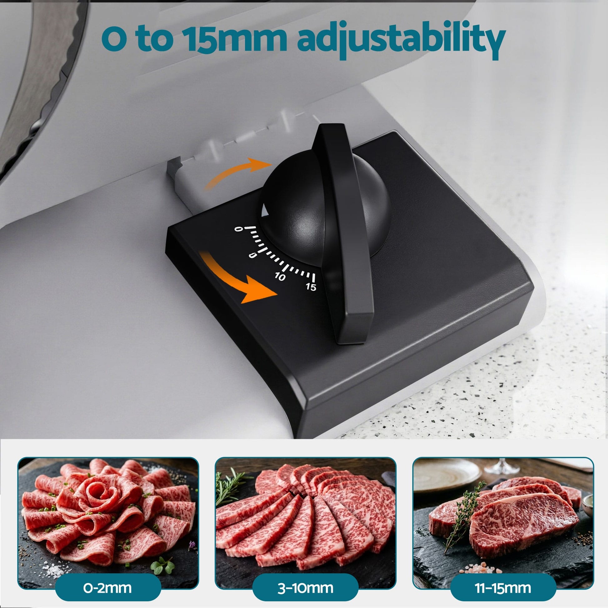 Alona.com.au Appliances > Kitchen Appliances > Kitchen Appliance Accessories Devanti Meat Slicer Bread Vegetable, 200W Power 0-15mm Adjustable Easy Clean Stable Stainless Steel Blade Food Slicer for Kitchen Commercial, Silver