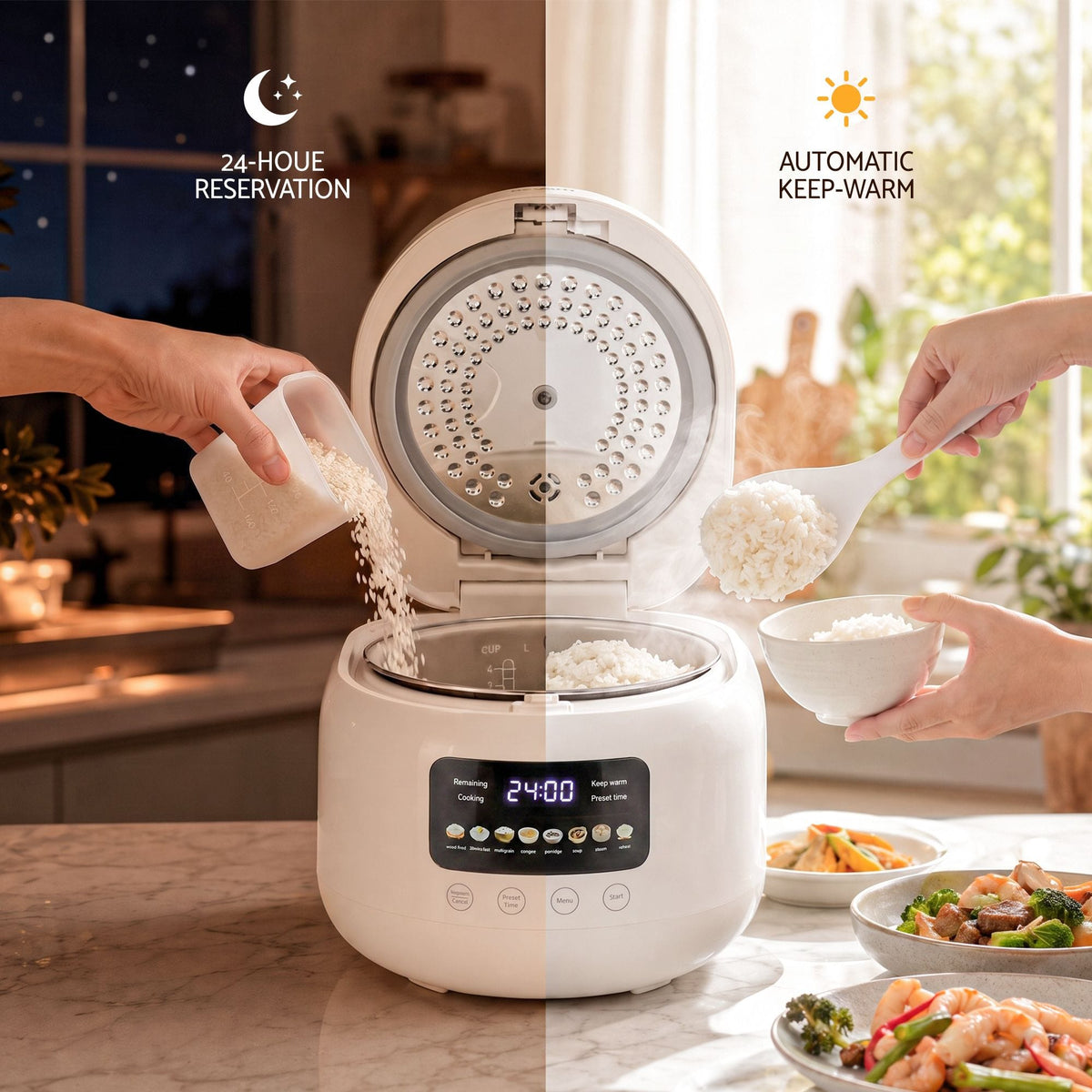 Alona.com.au Appliances > Kitchen Appliances > Rice Cookers & Steamers Devanti 3L Rice Cooker Small 6 Cup 8-in-1 Multi Cooker with 24H Preset Off-White