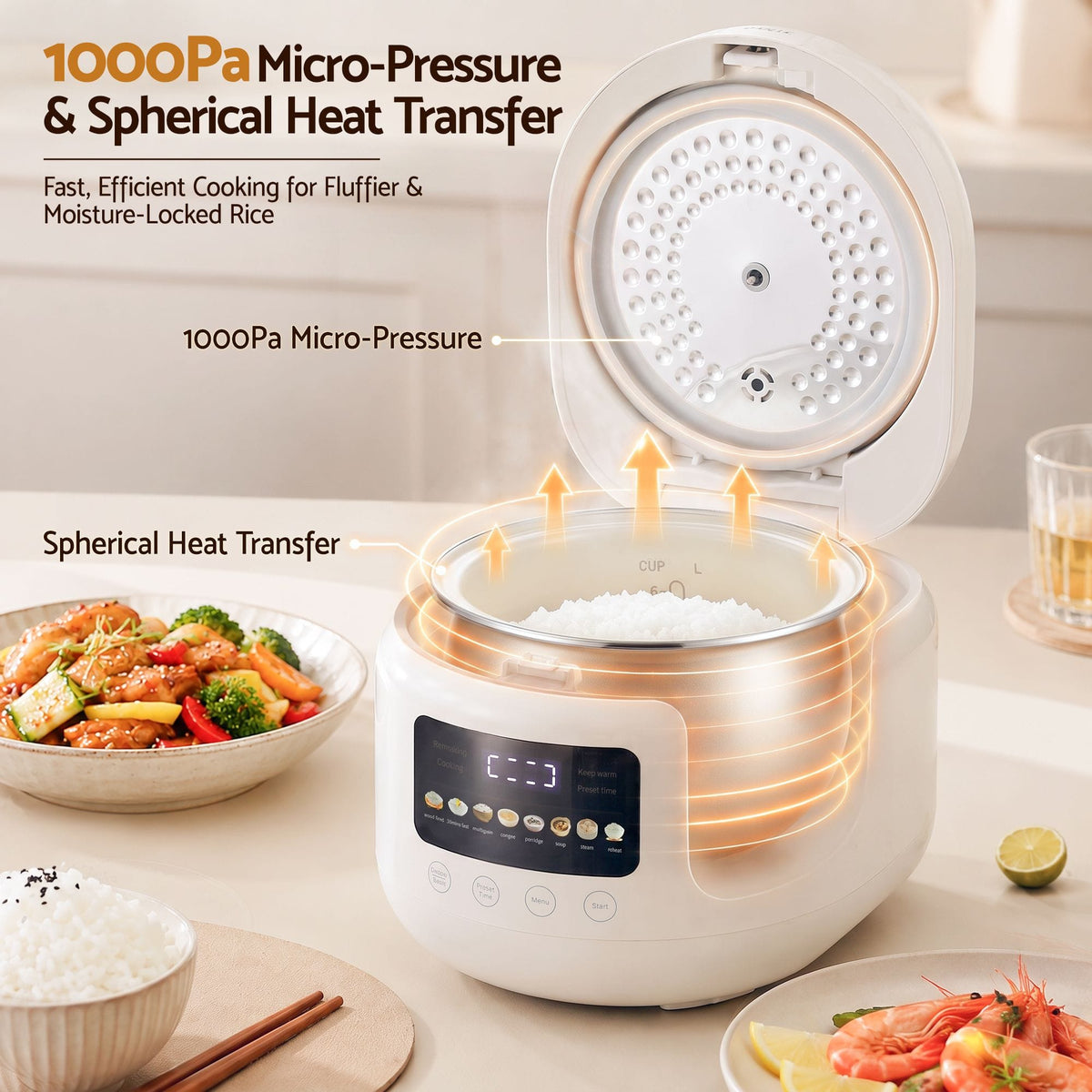 Alona.com.au Appliances > Kitchen Appliances > Rice Cookers & Steamers Devanti 3L Rice Cooker Small 6 Cup 8-in-1 Multi Cooker with 24H Preset Off-White