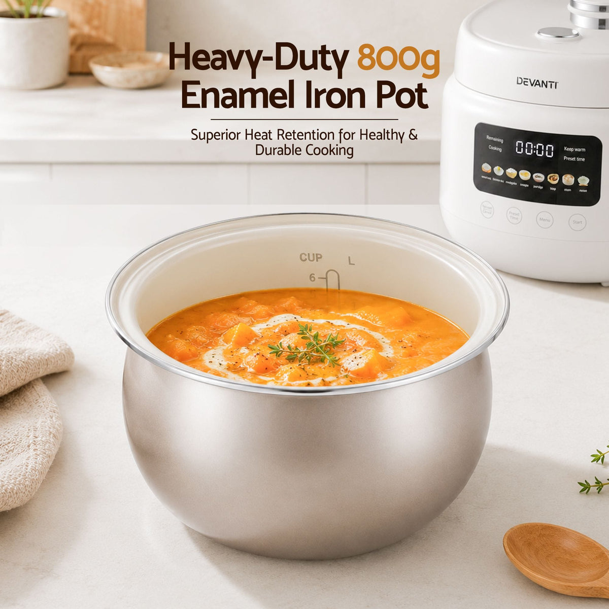 Alona.com.au Appliances > Kitchen Appliances > Rice Cookers & Steamers Devanti 3L Rice Cooker Small 6 Cup 8-in-1 Multi Cooker with 24H Preset Off-White